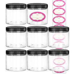 dilabee- plastic jars with lids 16 oz set of 12 - small storage containers - clear plastic containers for organizing a kitche
