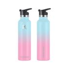 H2 Hydrology h2 hydrology narrow mouth water bottle with 3 lids, double  wall vacuum insulated stainless steel water bottle