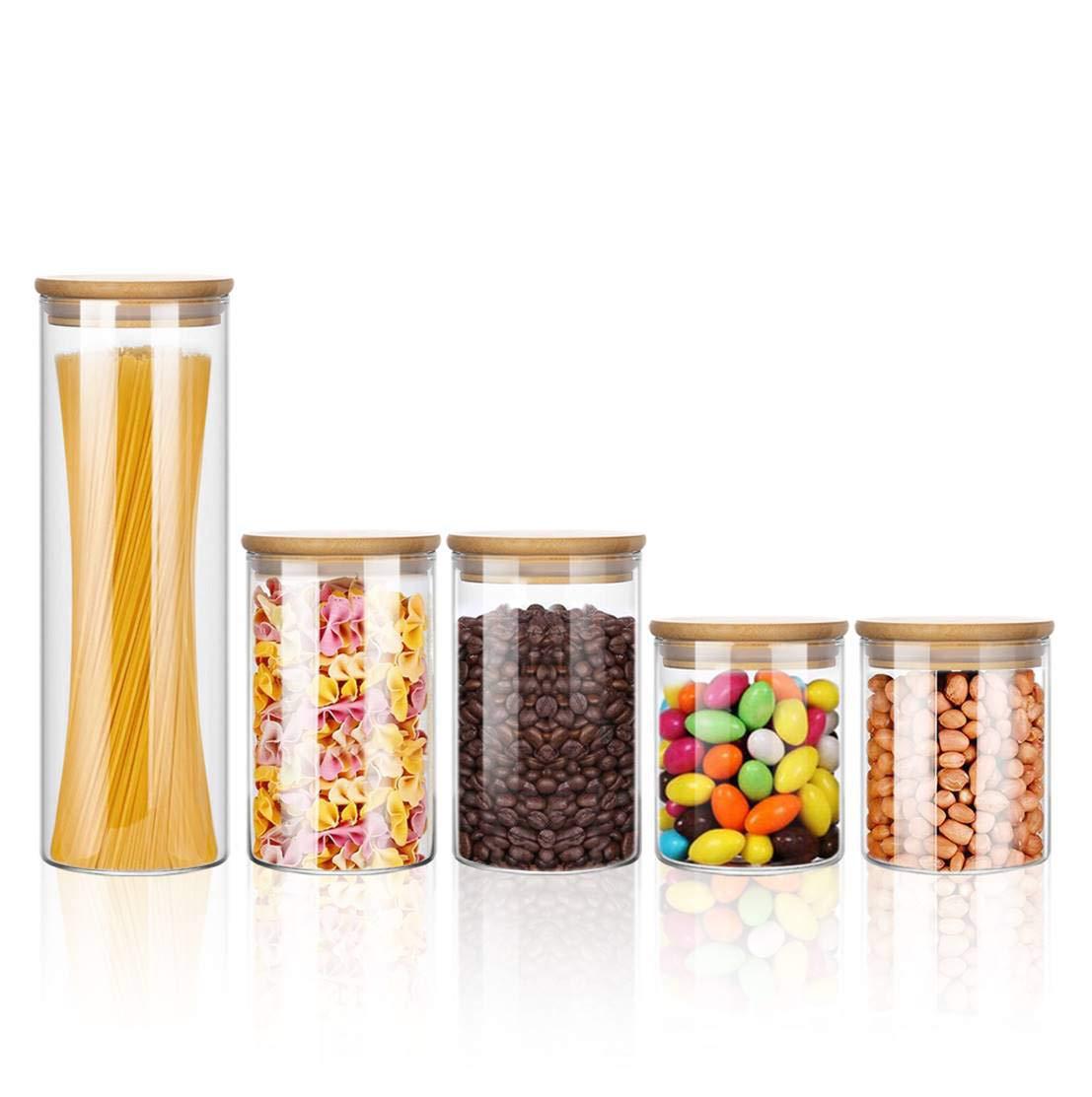 wennyn food storage glass jar kit, sealed glass container for home kitchen, container with wooden lid for storing candy, rice
