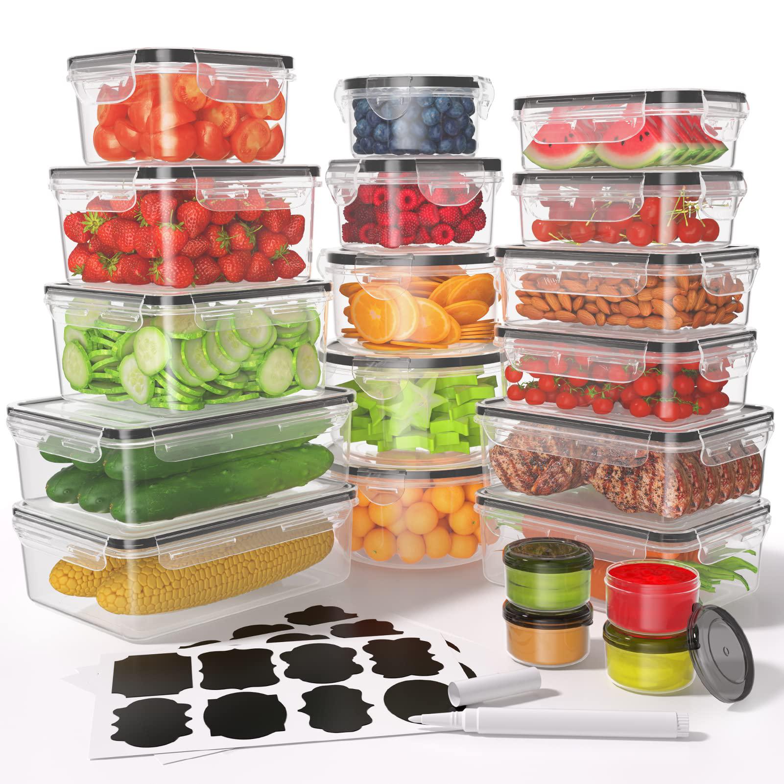kemethy 40 pcs food storage containers with lids airtight (20 containers & 20 lids), plastic meal prep container for pantry &