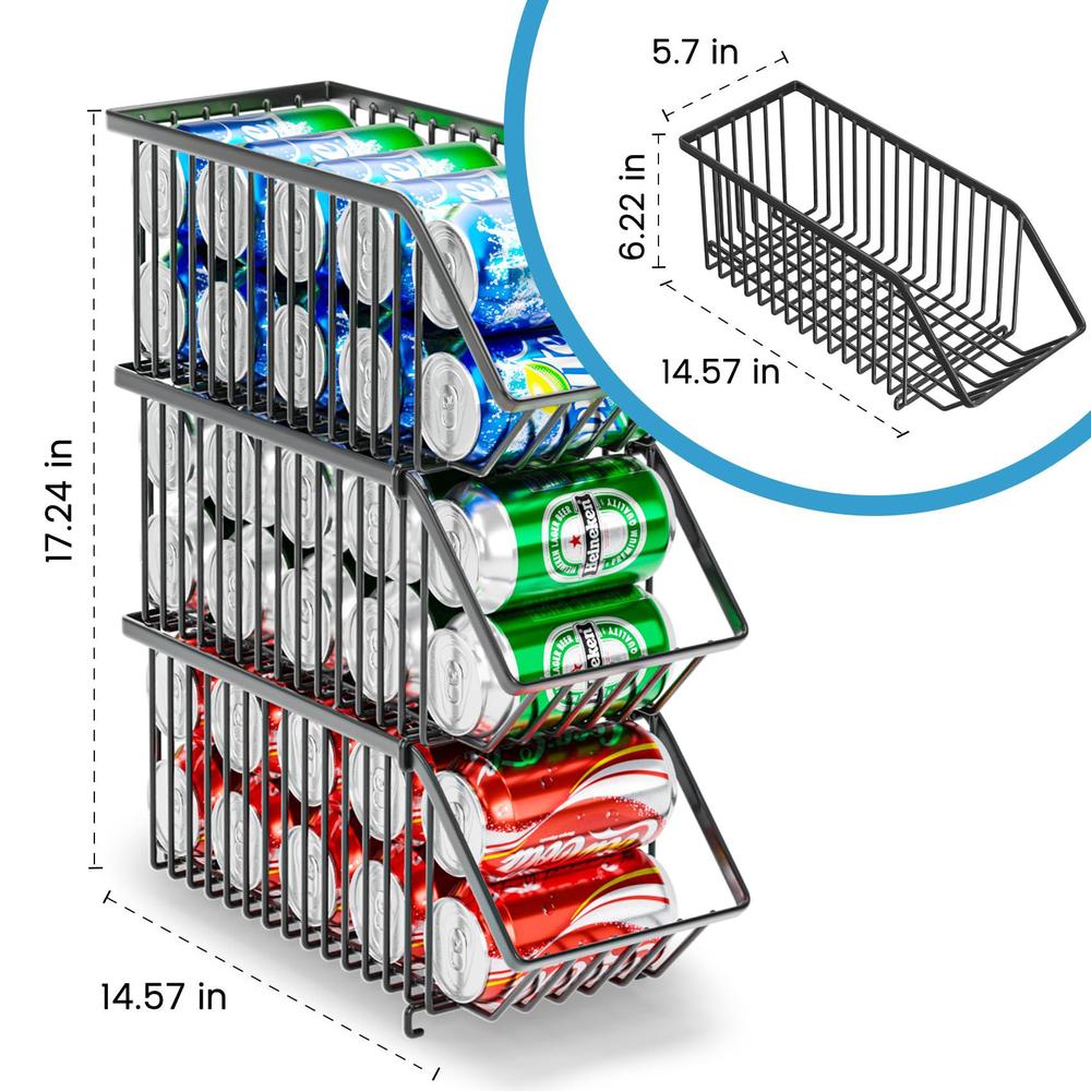 boeetech stackable soda can dispenser organizer rack, stacking can dispensers refrigerator organizer bins pop soda organizer 