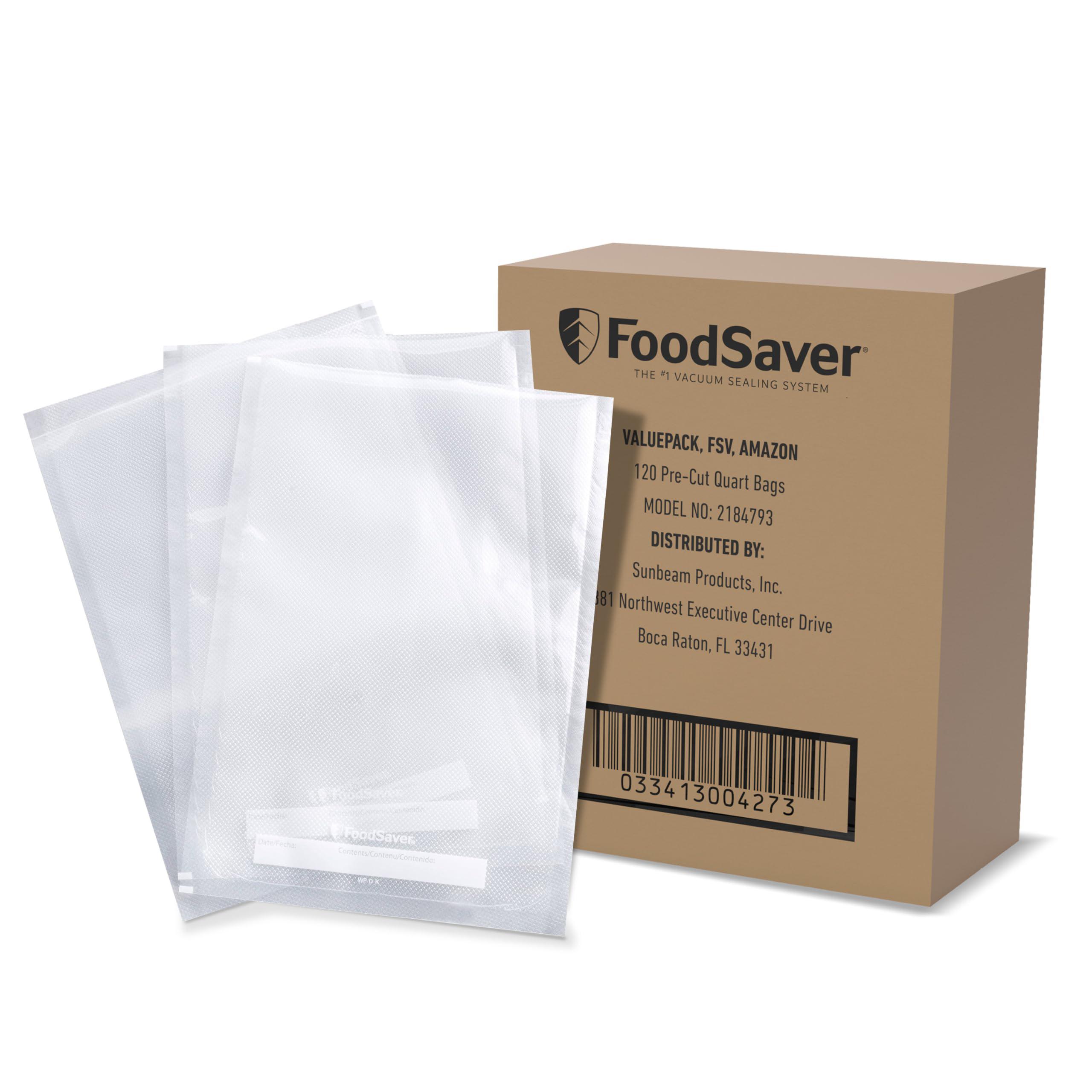 foodsaver quart vacuum seal bags, bpa-free for food storage and sous vide, 120 count