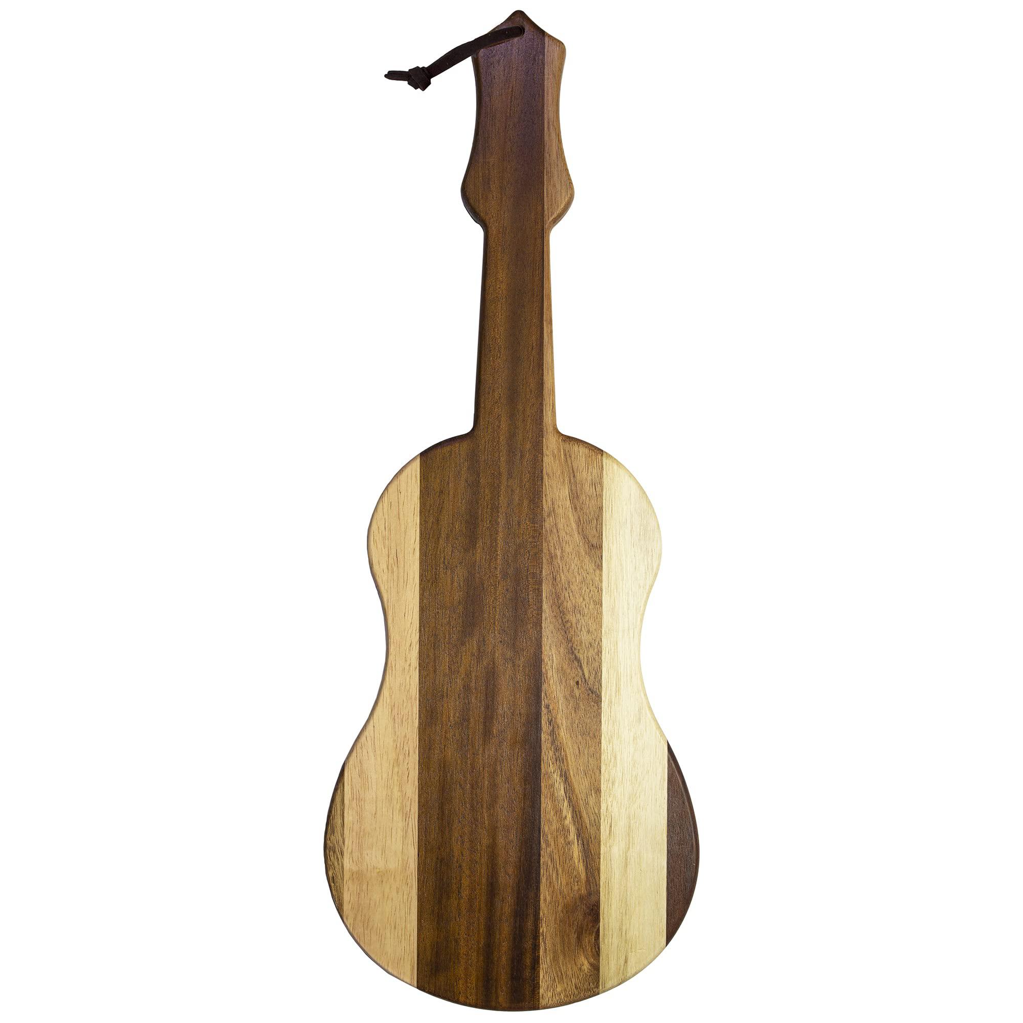 Totally Bamboo rock & branch series shiplap ukulele shaped wood serving and cutting board | great for wall art