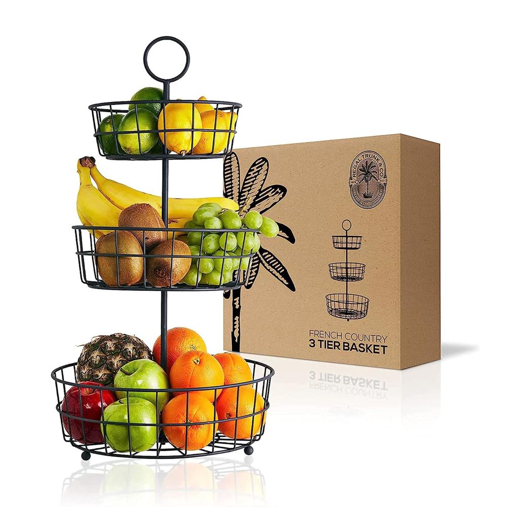 Regal Trunk & Co. 3 tier fruit basket regal trunk & co, elegant french country wire baskets, three tiered wire basket stand for vegetables, bre