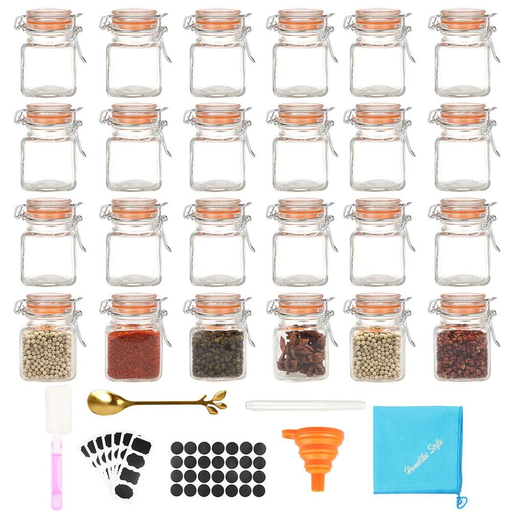 homelike style 3.4 oz small glass spice jars, empty mini square glass