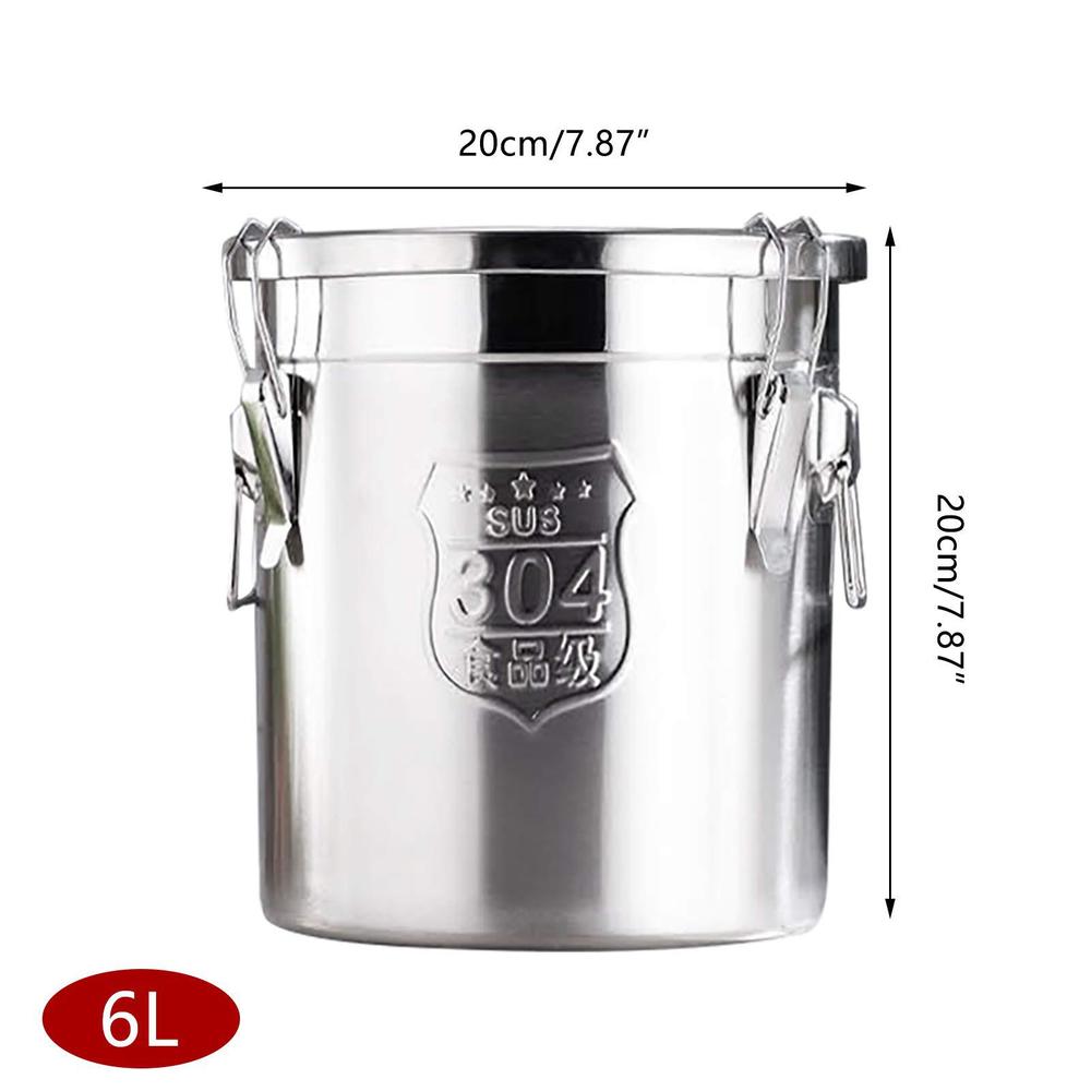 tool1shooo 6l airtight canister food stainless steel kitchen cereal container grain kitchen milk storage canister kitchen ric