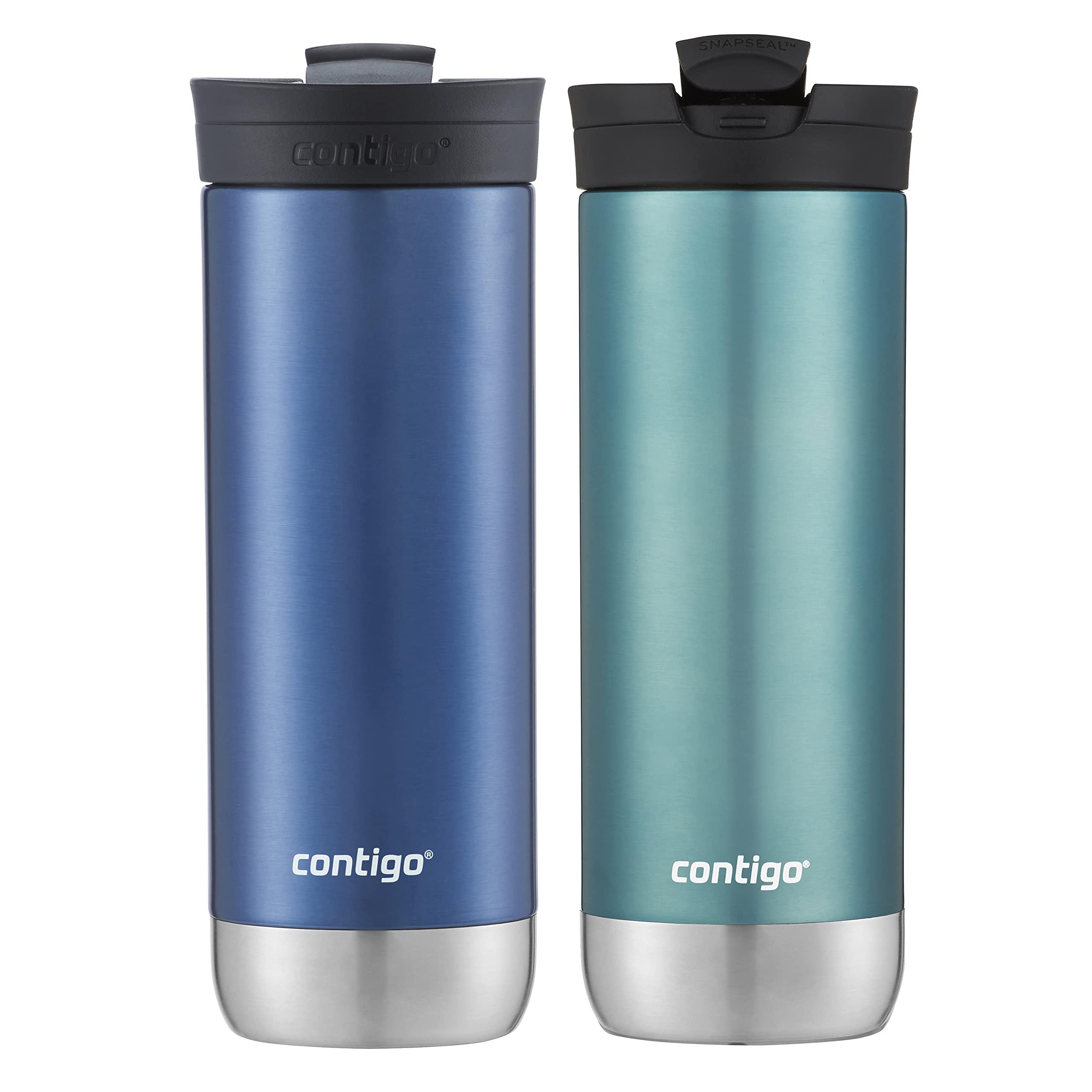 contigo huron vacuum-insulated stainless steel travel mug with leak-proof lid, keeps drinks hot or cold for hours, fits most 
