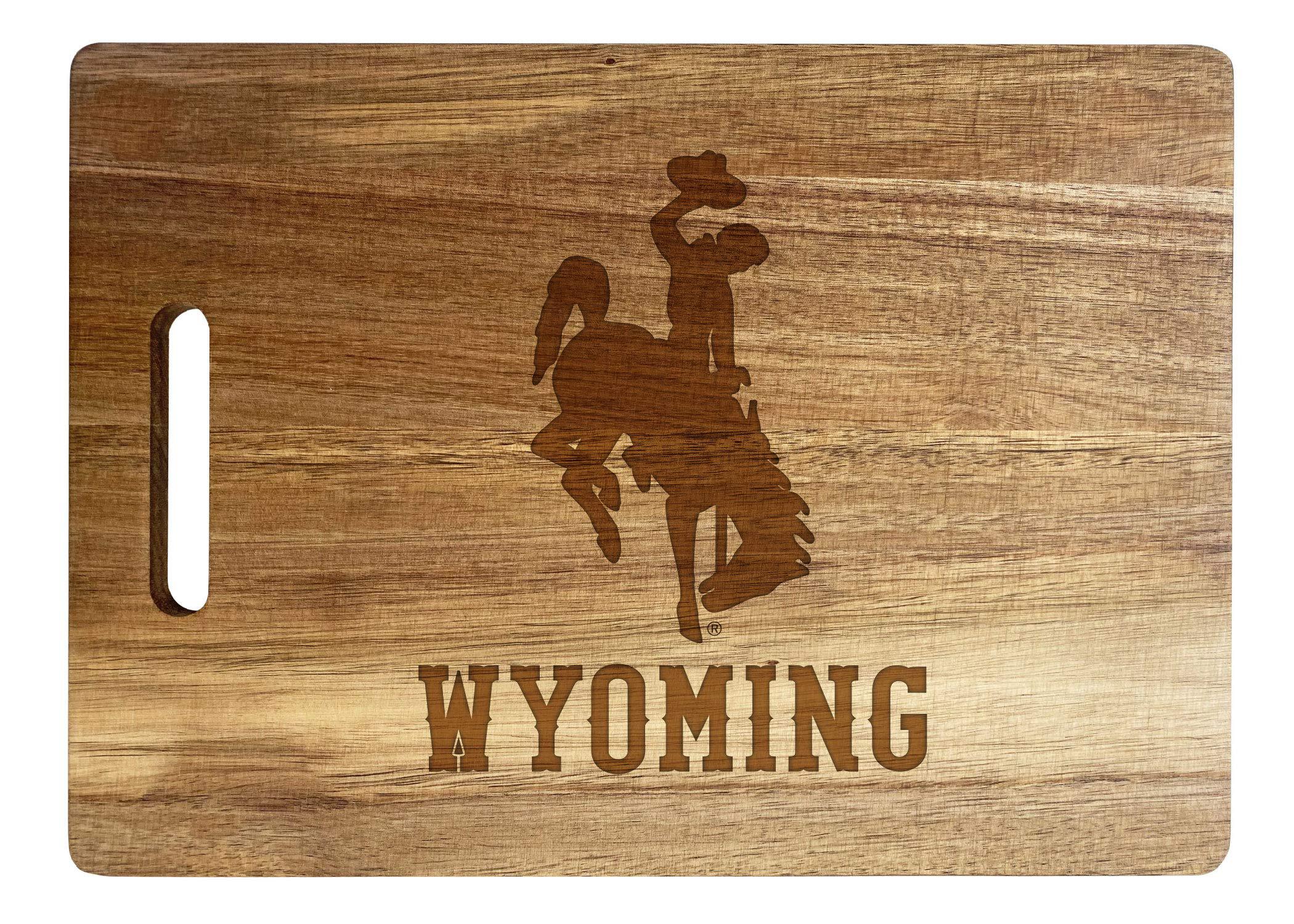 r and r imports university of wyoming engraved wooden cutting board 10" x 14" acacia wood - large engraving
