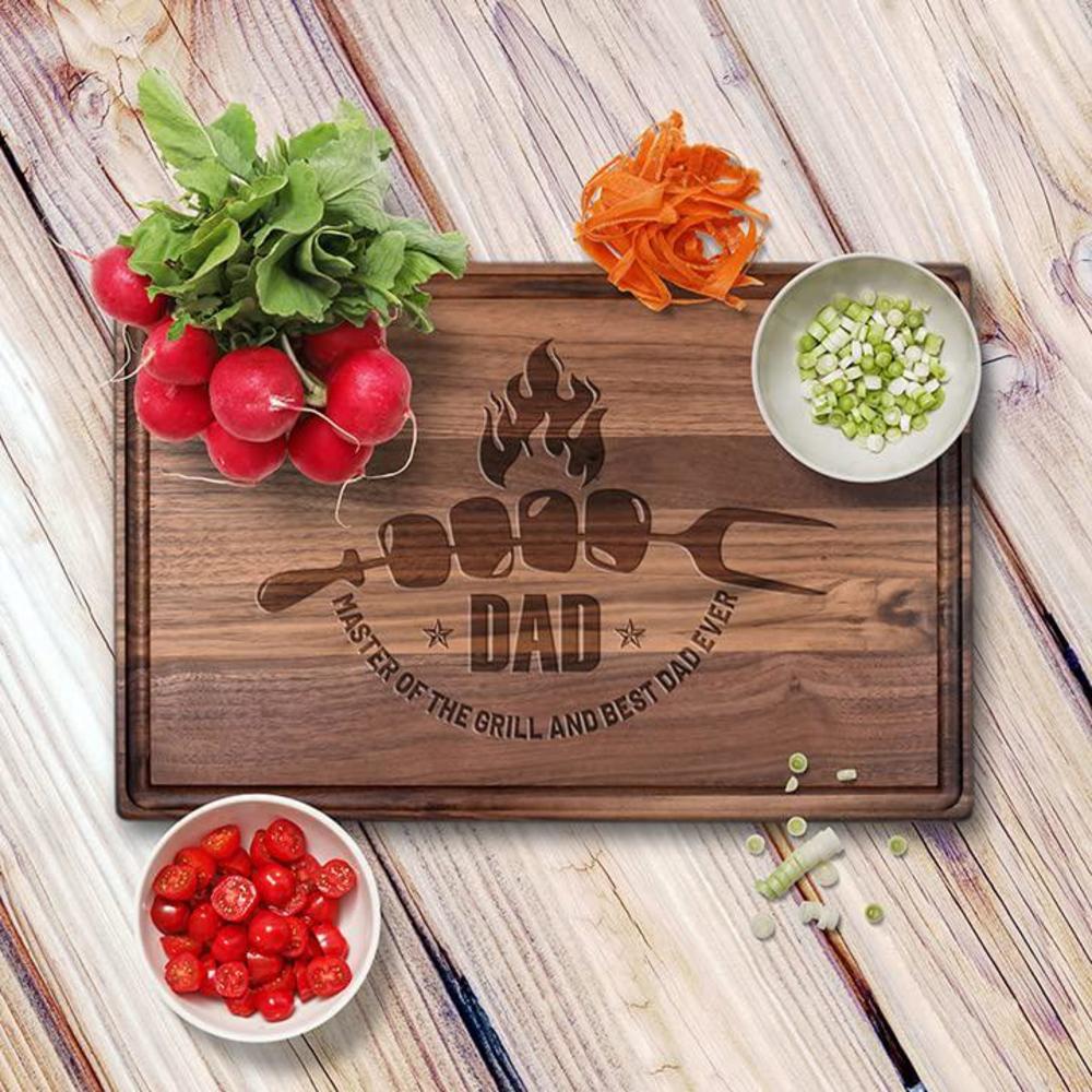 POEM Studio grilling gift idea for dad - dad master of the grill and best dad ever engraved wooden cutting board - dad birthday present -