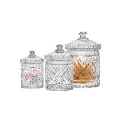 godinger canister set, crystal canisters food storage jars - dublin collection, set of 3