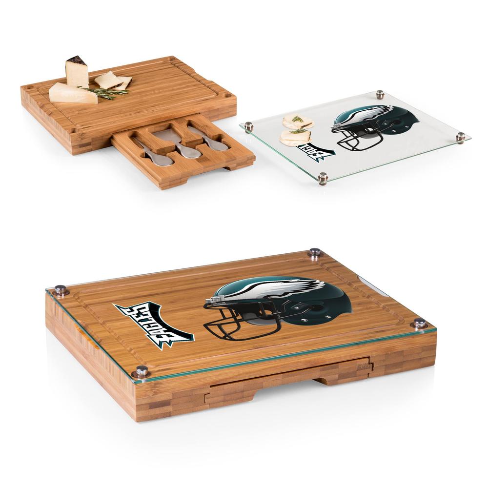 Picnic Time philadelphia eagles concerto cheese board with serving stage and tools