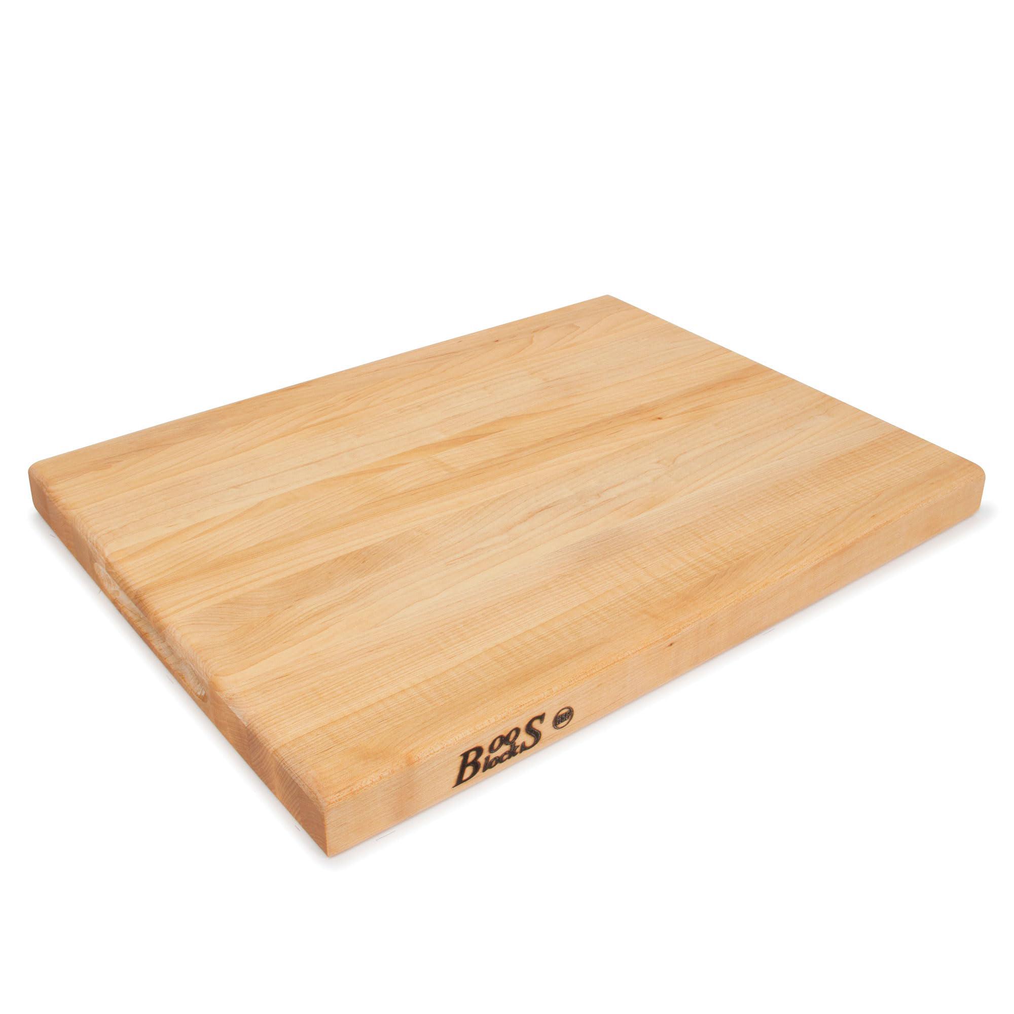 john boos maple wood cutting board for kitchen prep, 1.5 inch thick, large edge grain rectangular reversible charcuterie boos