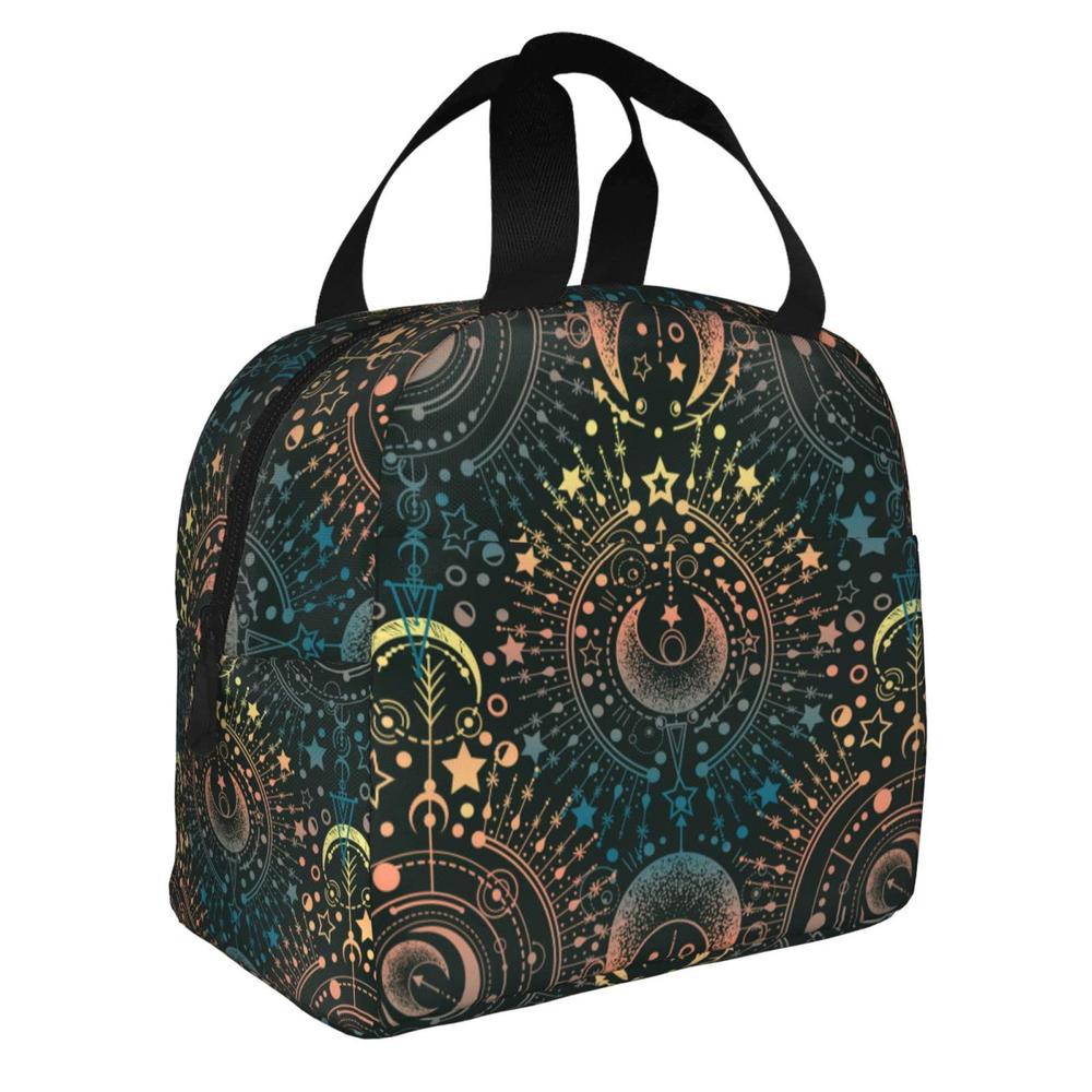echoserein magical astrology moon star lunch bag insulated lunch box reusable lunchbox waterproof portable lunch tote for wom