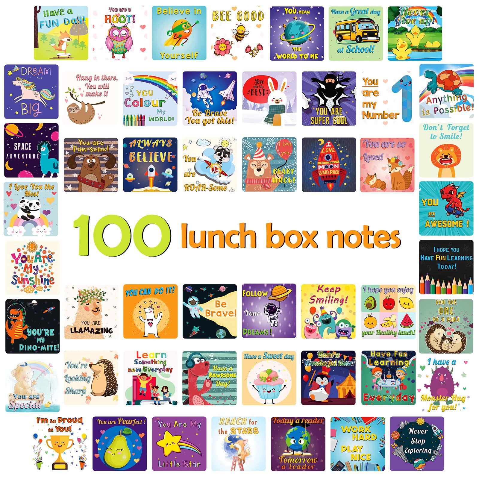 OcHIDO lunch box note for kids kindergarten,school lunch accessories for  kids-100 cute encouragement,positive affirmation cards for