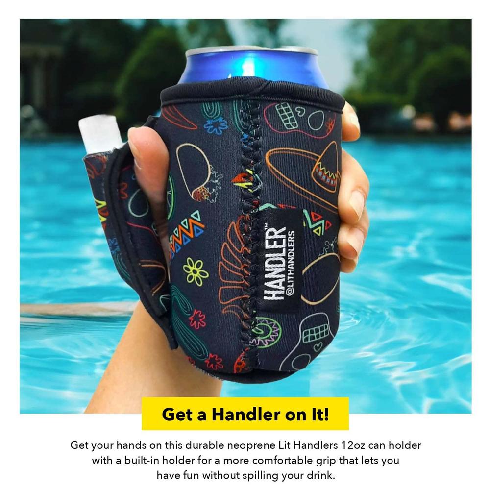 Handlers lit handlers soda can handle - 12oz can cooler sleeves neoprene material for beer, soda & other drinks - reusable beverage ho