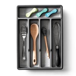 bino | 5-slot silverware organizer | small - grey cutlery tray organizer | silverware storage for drawer | bpa-free plastic o