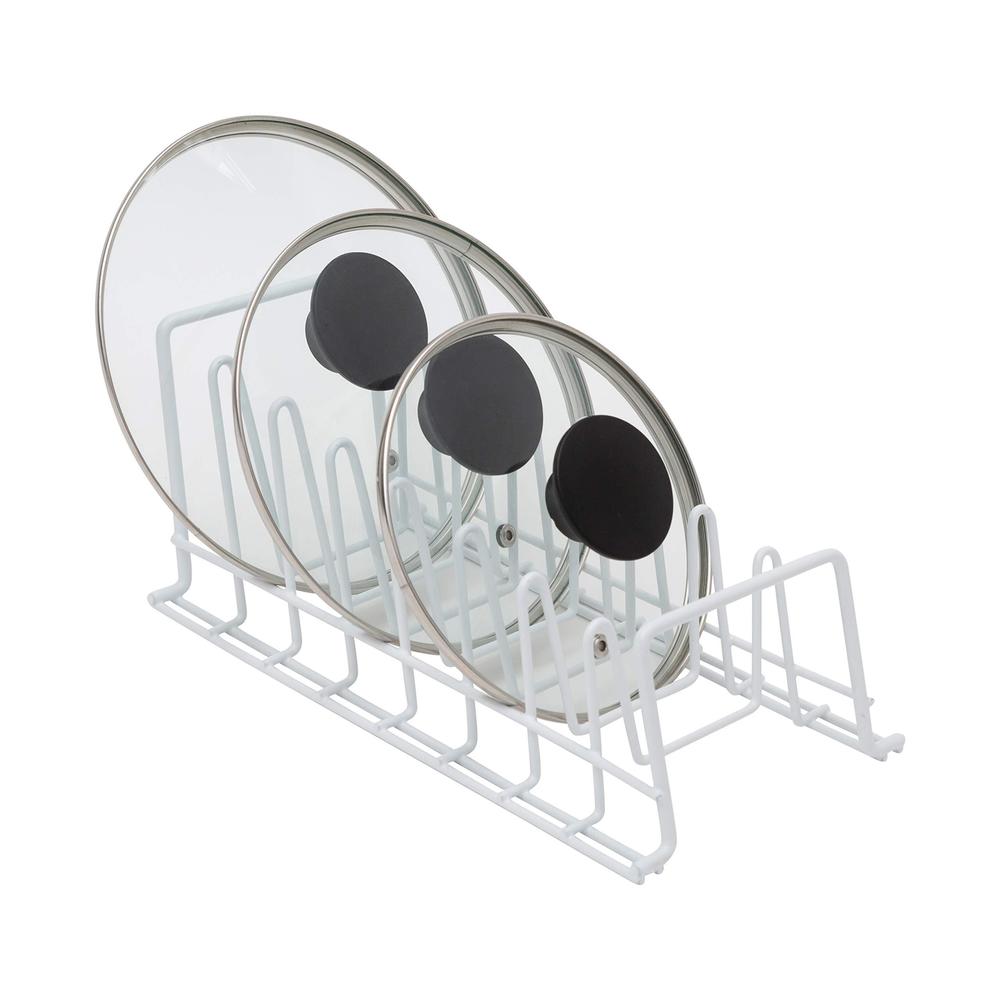 organize it all vinyl coated kitchen wire lid plate rack, 8 dividers ...