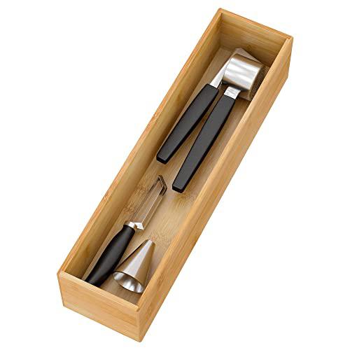 Bambloom bamboo kitchen drawer organizer, wooden storage box for utensil organizer silverware tray cutlery holder flatware containers 