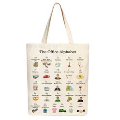 PuGez the office alphabet tote bag the office tv show merchandise office fans kitchen gifts office theme bags presents white