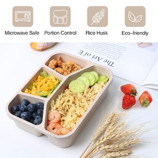 PUiKUS 4 pack bento lunch box, 4 compartment meal prep containers for kids,  durable bpa free