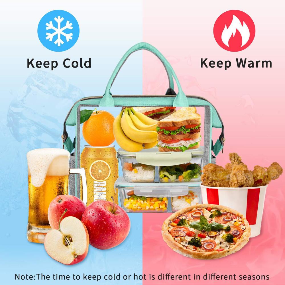 wonday insulated lunch bag for women, reusable leakproof large lunch box with adjustable shoulder strap, multi-pocket lunch b