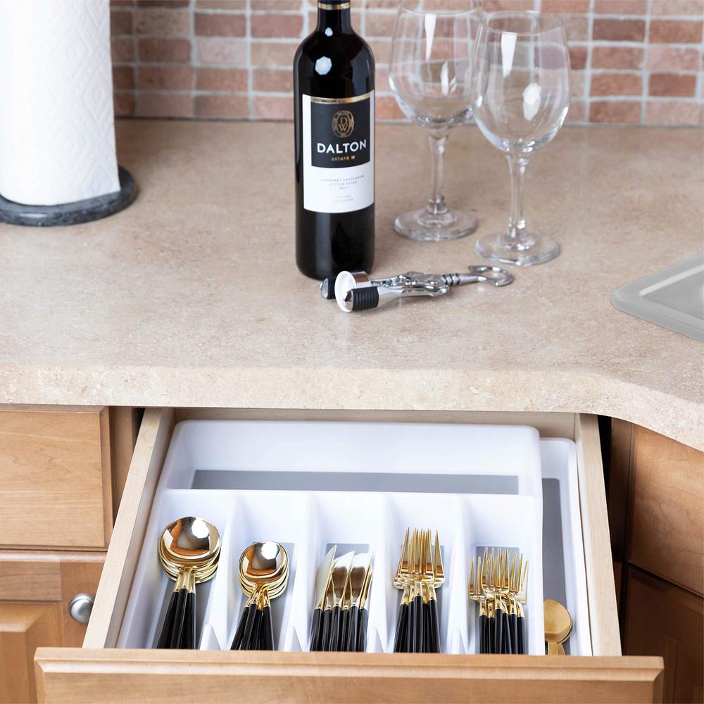 livorini expandable silverware drawer organizer | utensil organizer for kitchen drawers | cutlery organizer in drawer tray
