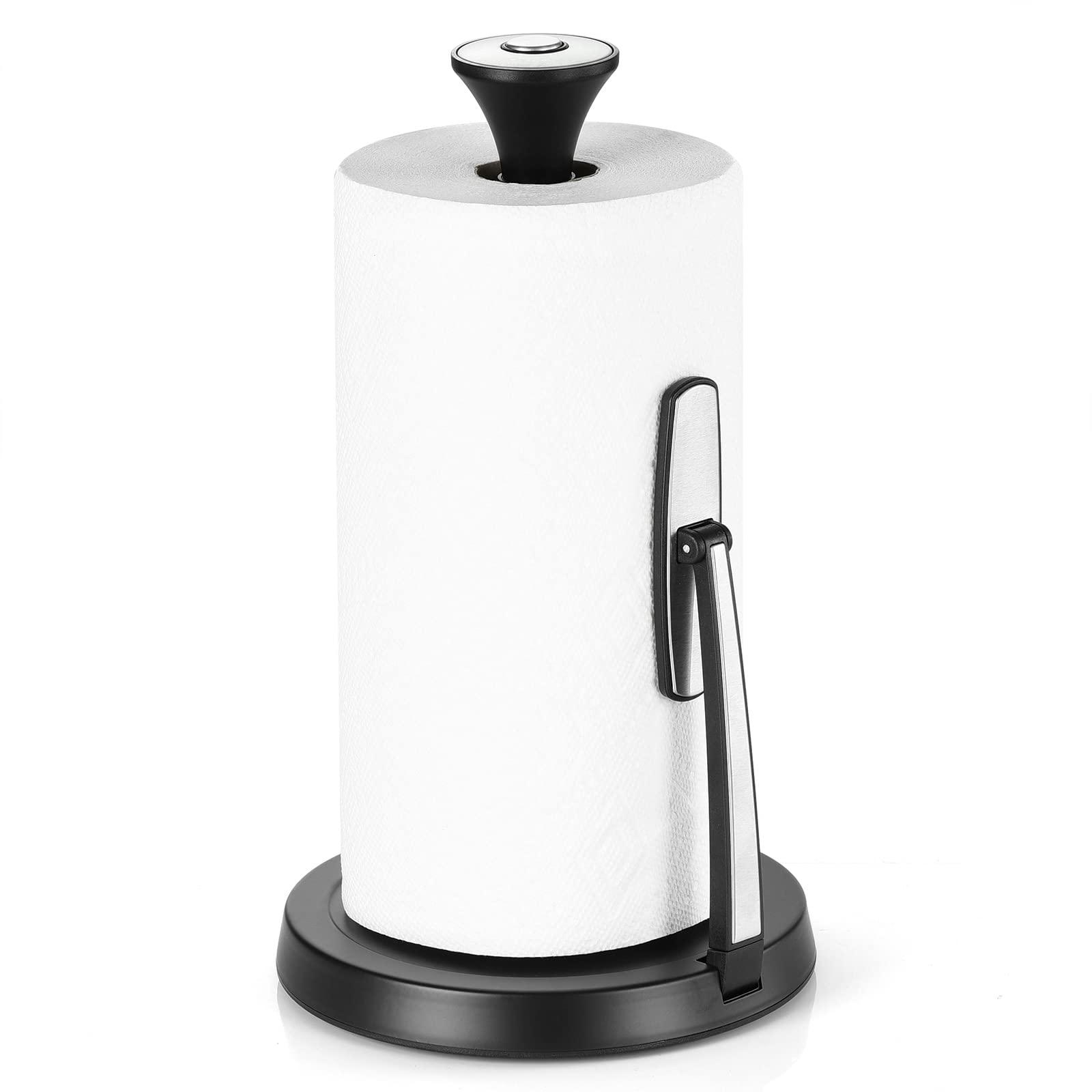 hystun standing , tension arm , stainless steel single tear paper towel holder countertop roll dispenser for kitchen countert