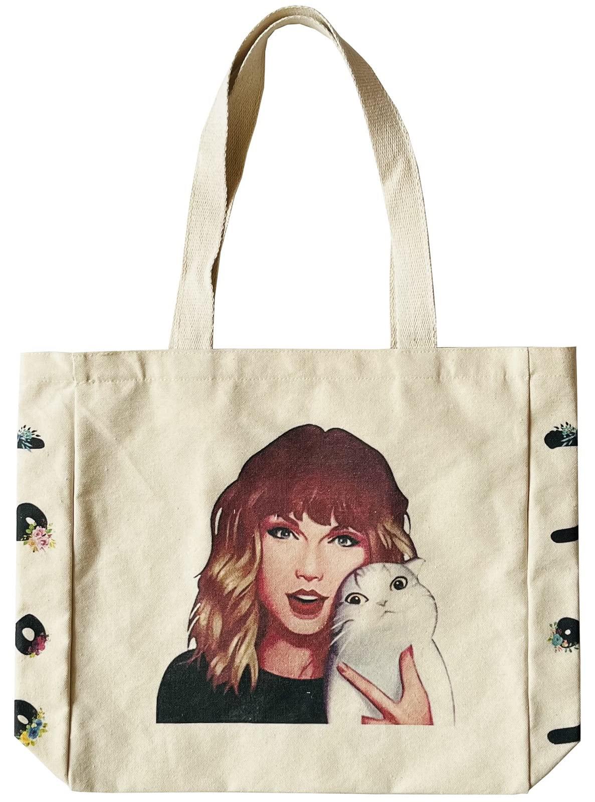 haohakka canvas taylor tote bag cute swift tote bag with zipper pockets christmas music gifts for women
