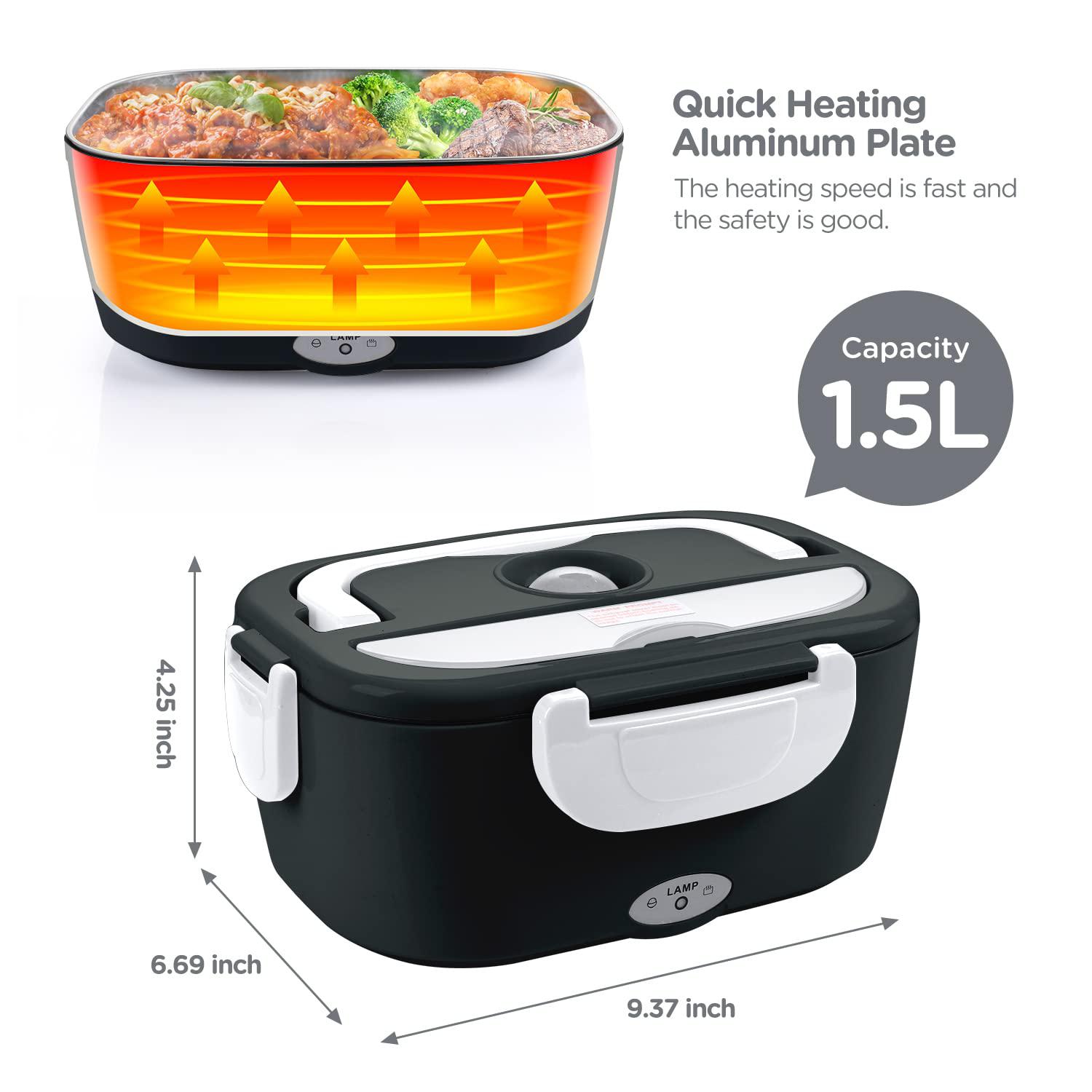 AsFrost electric lunch box for car and home work, 12v 24v 110v 60w faster portable food warmer heated lunch box for adults, removable