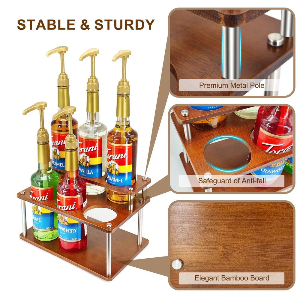 shilfid coffee syrup organizer rack,2-tier coffee syrup stand holder ...