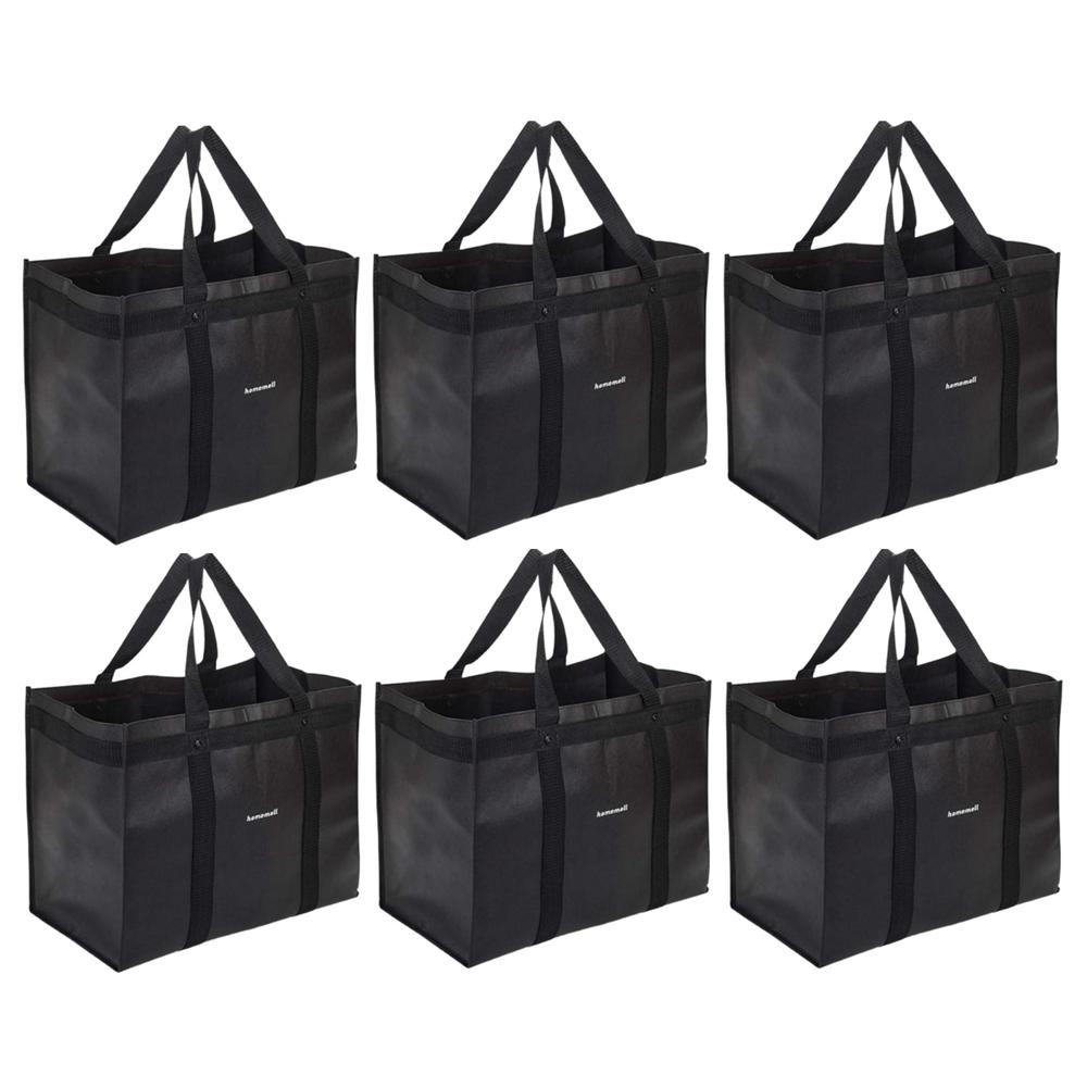 homemell reusable grocery bags heavy duty foldable shopping bags - extra strength large size black collapsible tote