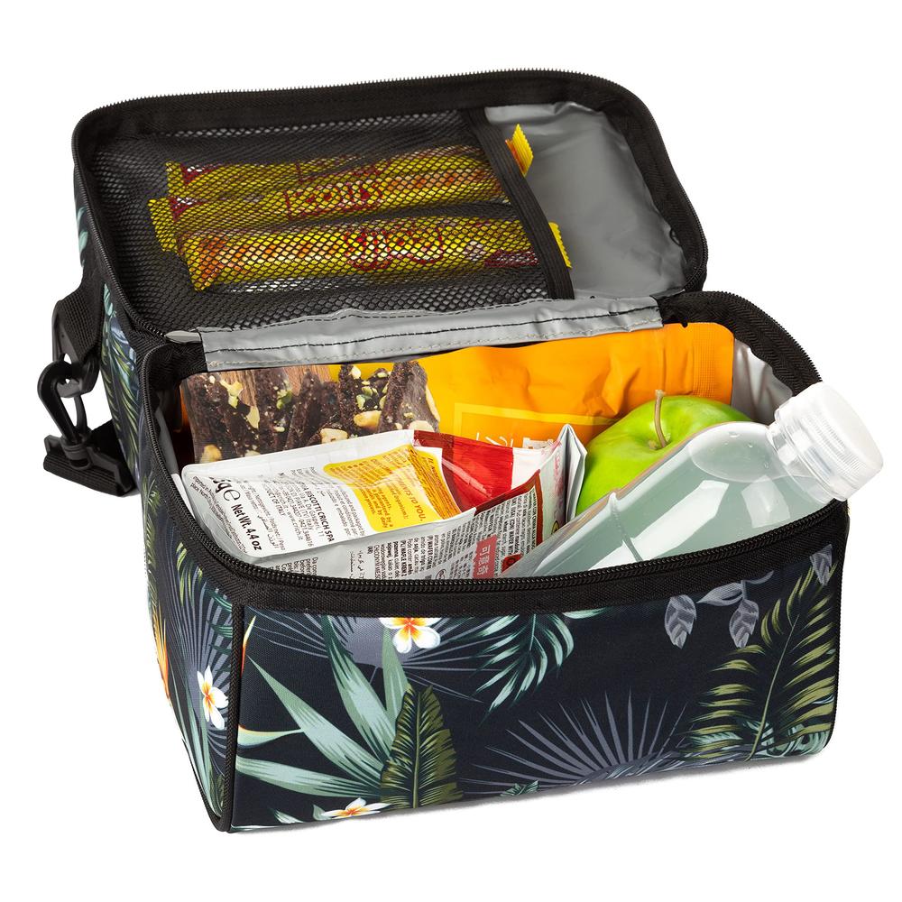 dickies insulated multi-compartment lunch box reusable beach cooler tote bag (tropical flowers)