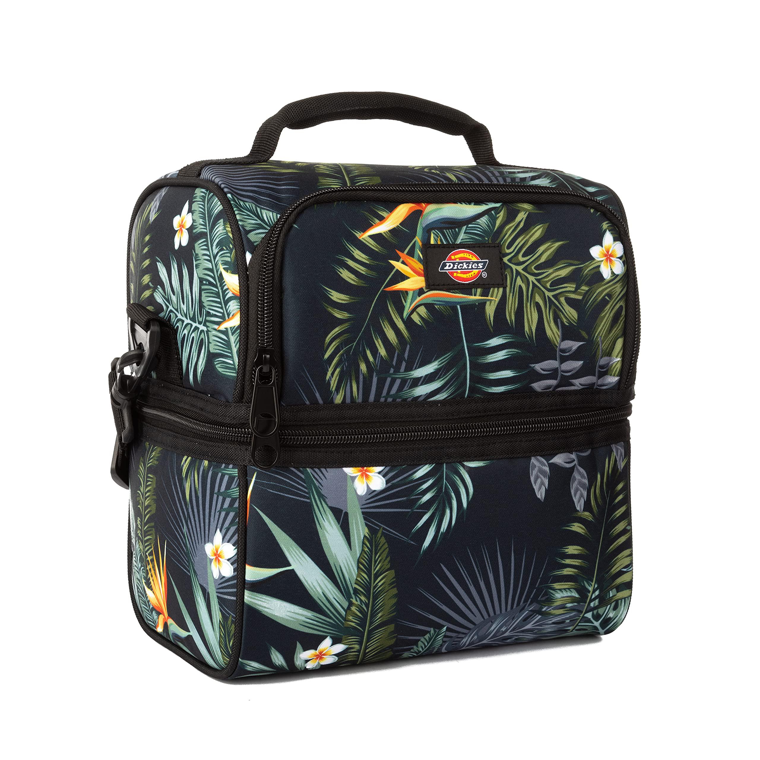 dickies insulated multi-compartment lunch box reusable beach cooler tote bag (tropical flowers)