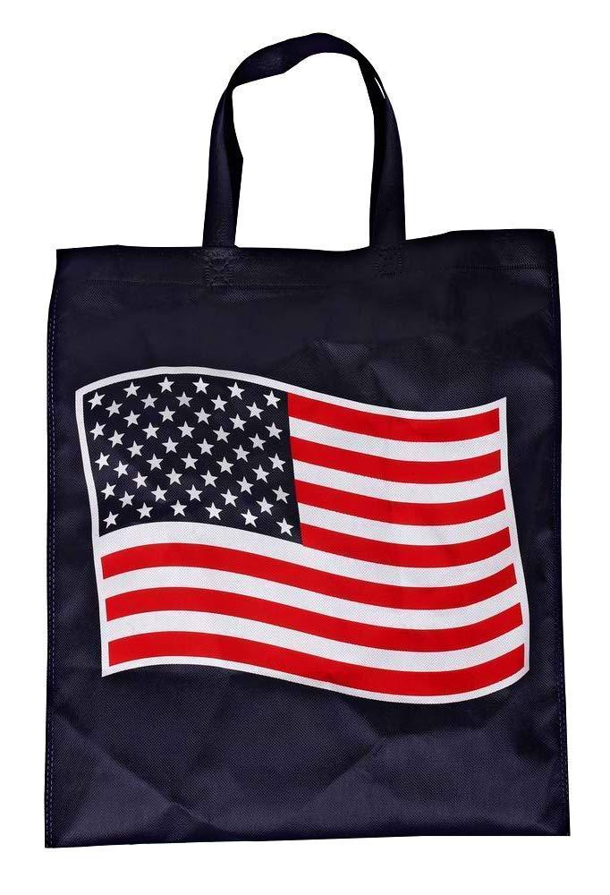 Funiverse bulk 24 pack patriotic flag reuseable shopping bag tote asst