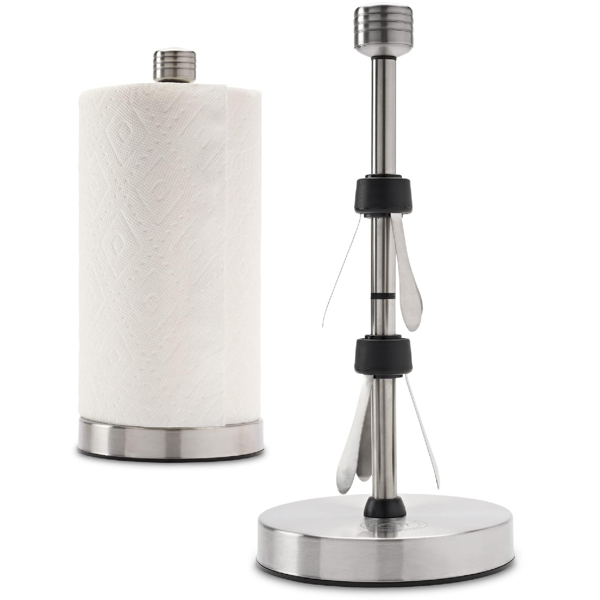 Dear Household stainless steel paper towel holder stand designed for easy one- handed operation - this sturdy weighted paper towel holder co