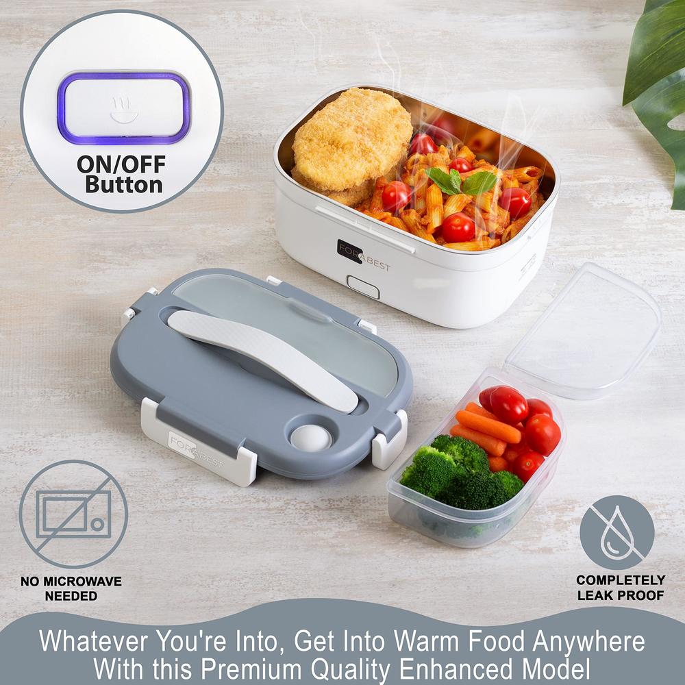 forabest electric lunch box food heater upgraded 60w leakproof 2-in-1 portable food warmer lunch box for car & home with powe