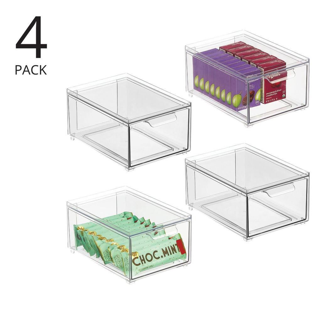 mdesign stackable storage containers box with pull-out drawer ...