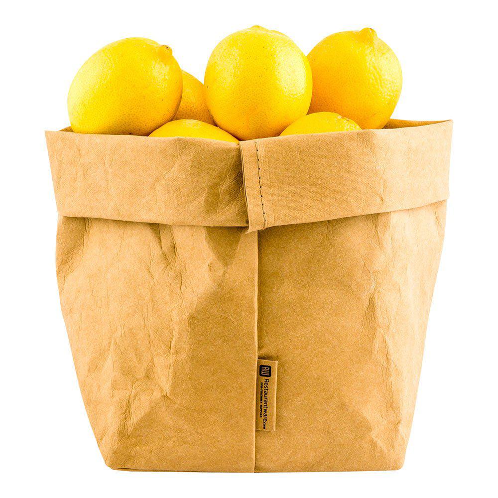 restaurantware duralux 6.3 x 9.8 inch washable grocery bag, 1 heavy-duty paper bag flower pot - reusable, store produce or pl