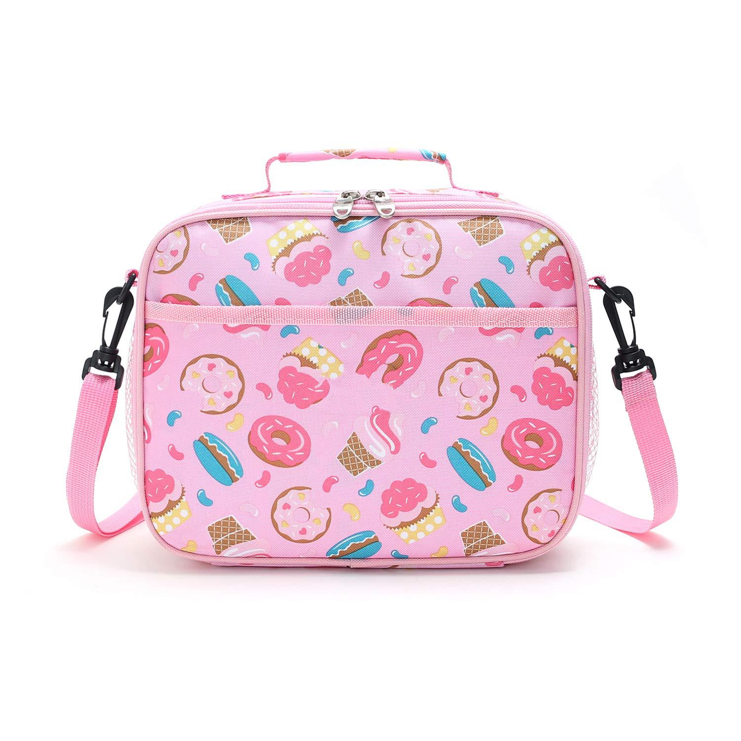 BOMMM girls lunch box, kids lunch bag, thermal lunch bag for school camping  picnic work hiking beach, snack candy donut box toddler