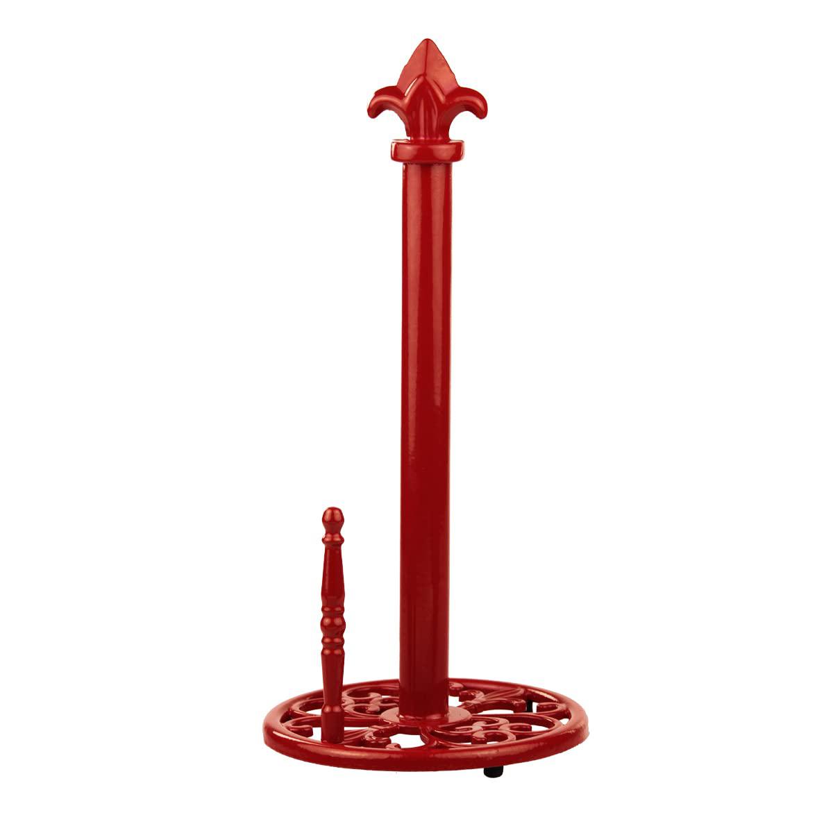 HOME BASICS fleur de lis countertop paper towel holder, cast iron, by home basics, (red) | contemporary paper towel holders | with non-sk