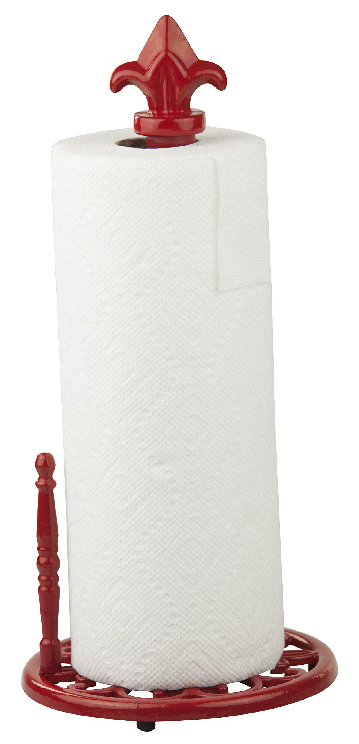 HOME BASICS fleur de lis countertop paper towel holder, cast iron, by home basics, (red) | contemporary paper towel holders | with non-sk