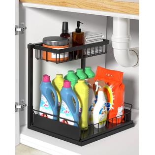 Zyerch zyerch under sink organizer,metal pull out kitchen cabinet organizer  with sliding drawer,sturdy multi-functional for bathroom