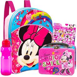 Fast Forward minnie mouse mini backpack with lunch box set - bundle with 11" minnie backpack, minnie mouse lunch bag, water bottle, sticke