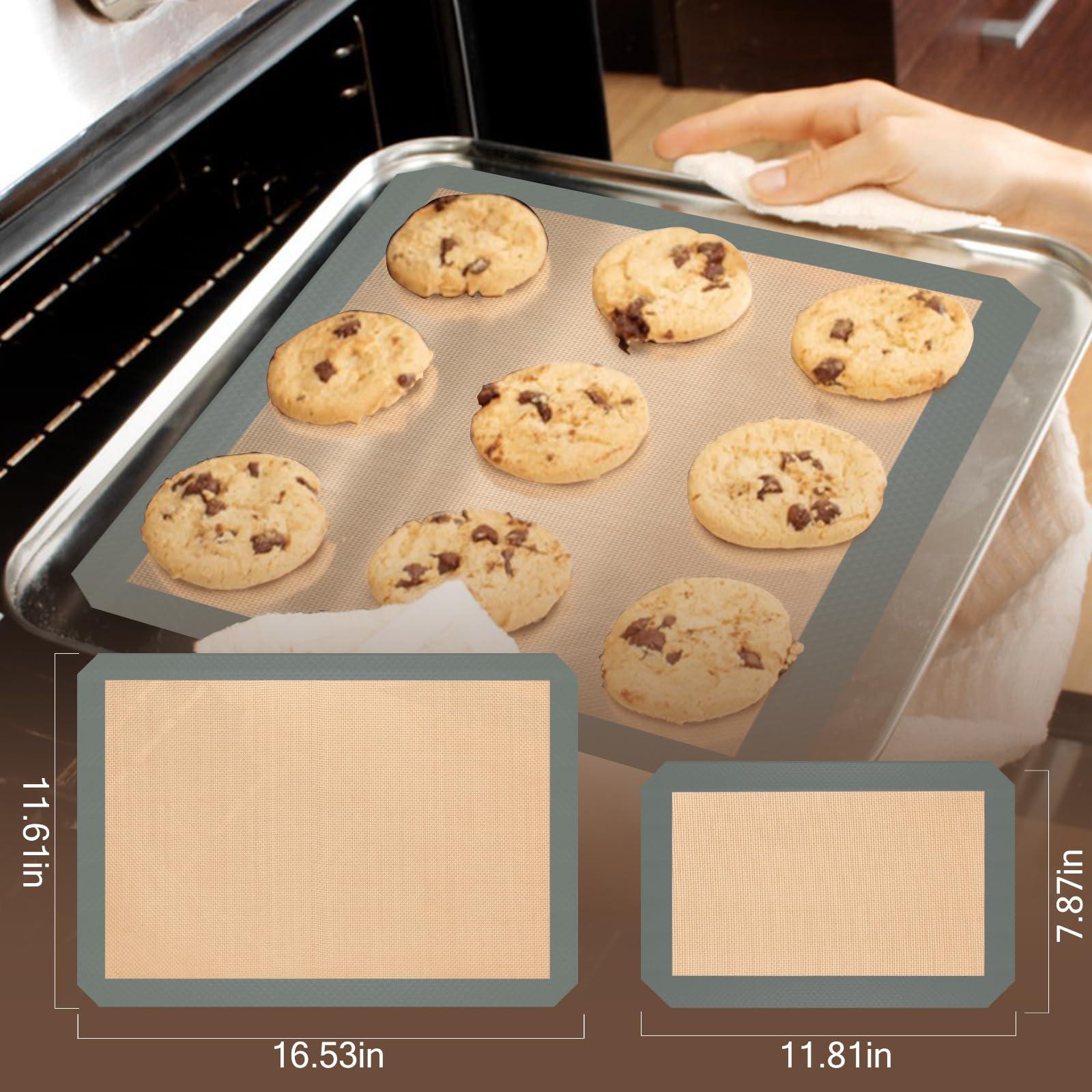 Koolstuffs silicone baking mat, 3 pack reusable baking mat, non-stick, food safe silicone mats for baking, oven baking sheet for making 