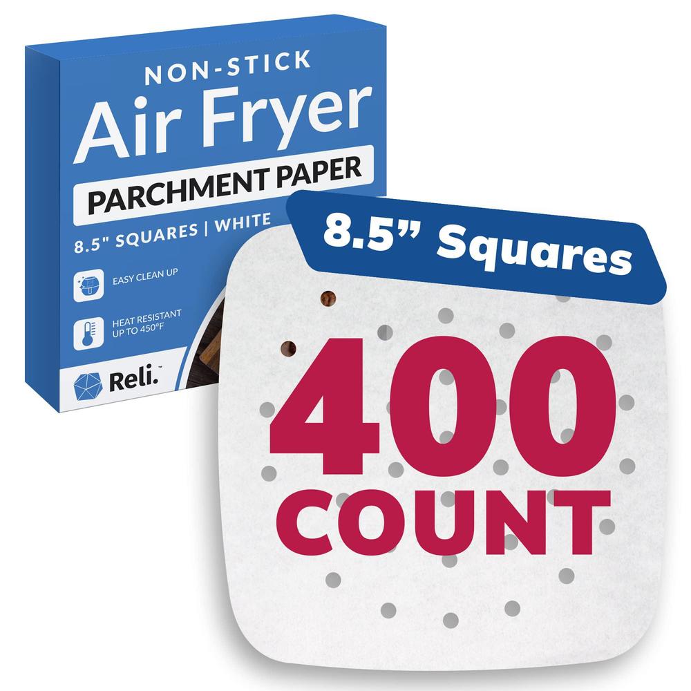 reli. air fryer parchment paper liners (400 count), white | square - 8.5x8.5" liner sheets | parchment paper for air fryer |p