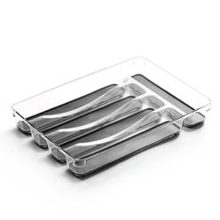 bino 5-slot silverware organizer for drawer | plastic utensil organizer for kitchen drawers | silverware tray for drawer orga