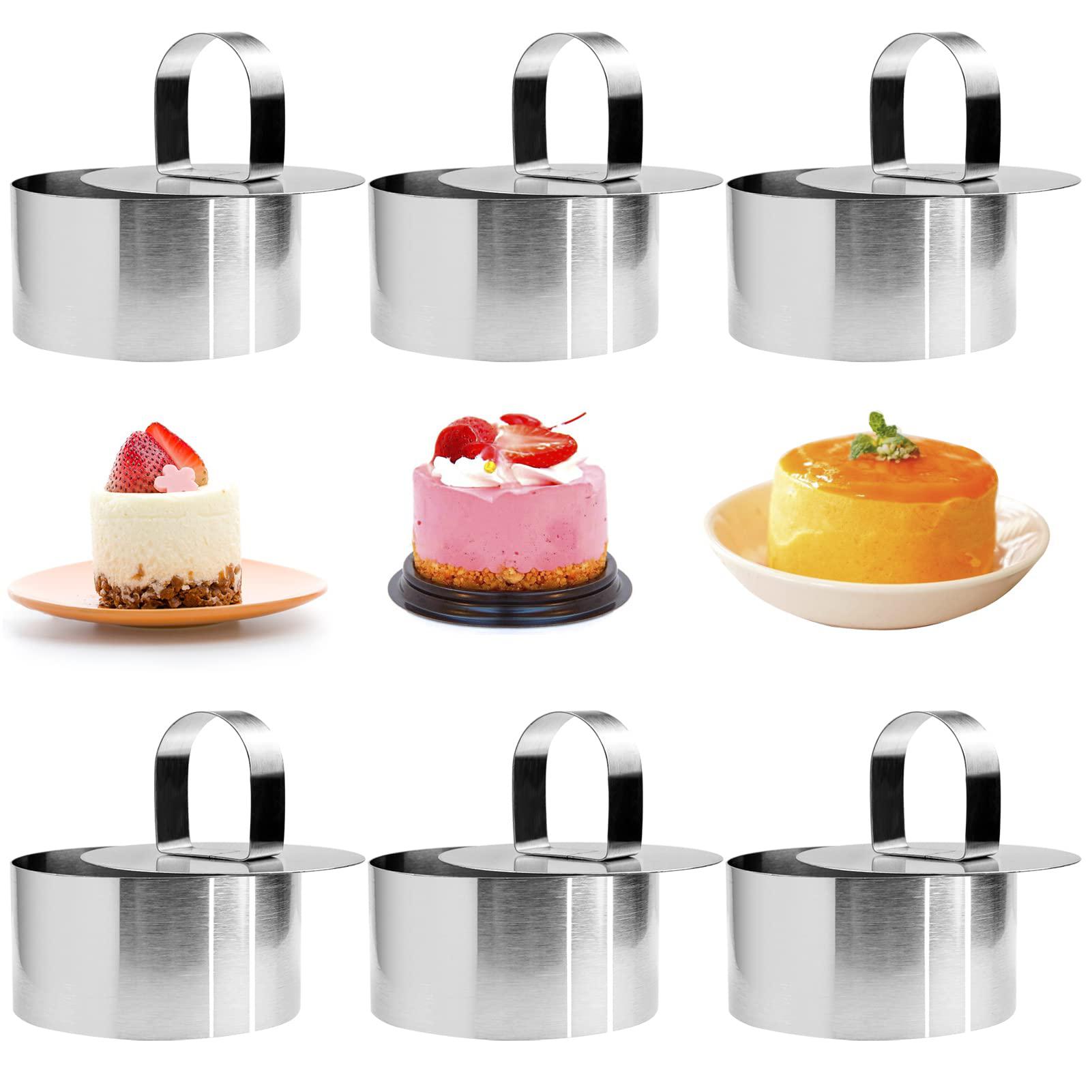 \'\'N/A\'\' 6 pieces round cake ring mold, 3 inch stainless steel mousse mould, mini pancake pastry dessert baking ring mold