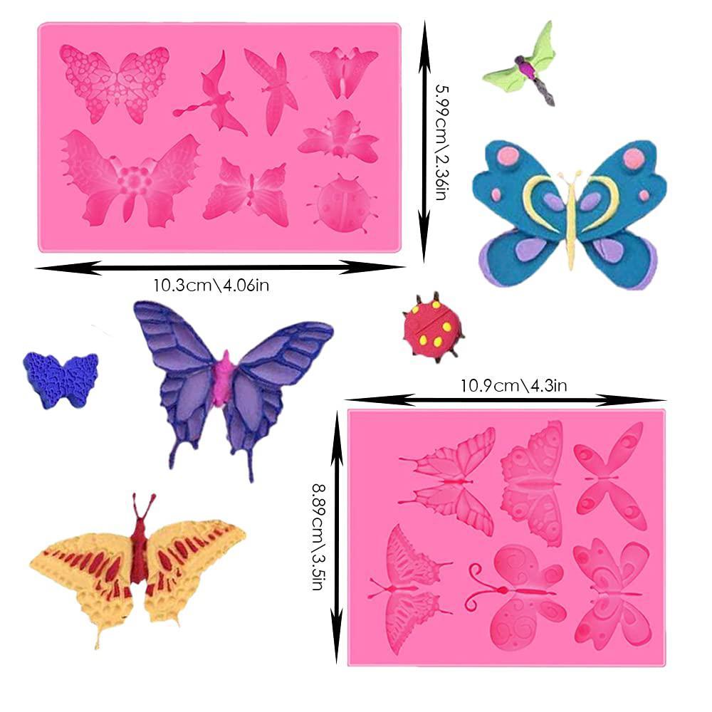 BOSOIRSOU 6 pcs butterfly silicone molds, bosoirsou non-stick baking mould fondant mold for cupcake cake decoration gummy chocolate can