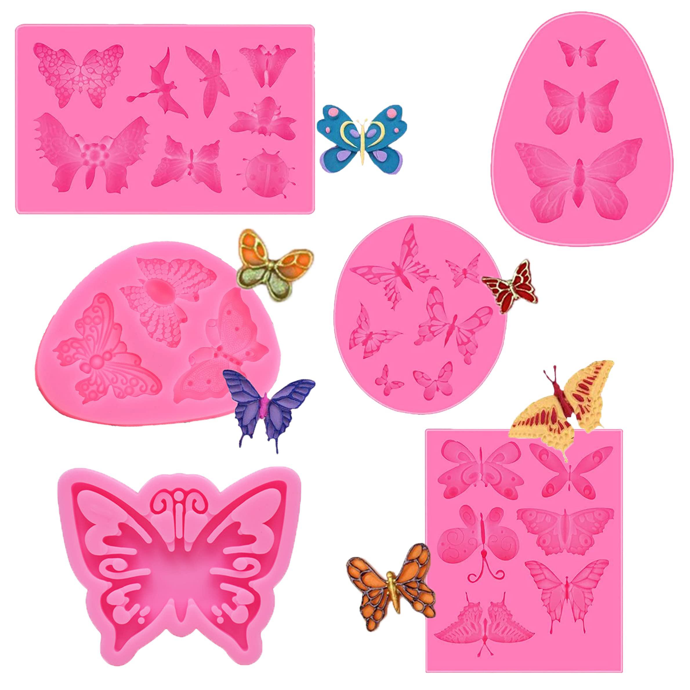 BOSOIRSOU 6 pcs butterfly silicone molds, bosoirsou non-stick baking mould fondant mold for cupcake cake decoration gummy chocolate can