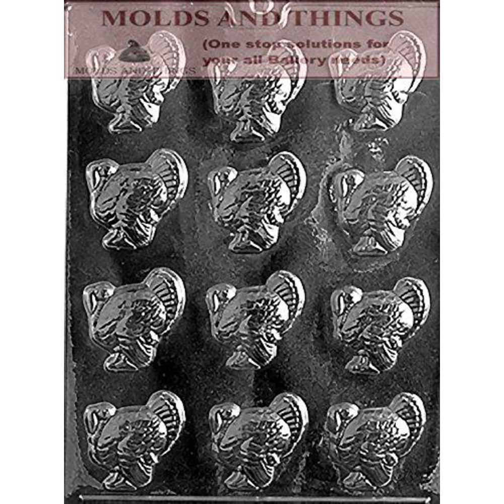 MOLDS AND THINGS small turkeys chocolate candy mold, cornucopia chocolate candy mold and pumpkin chocolate candy mold with  candy making instr
